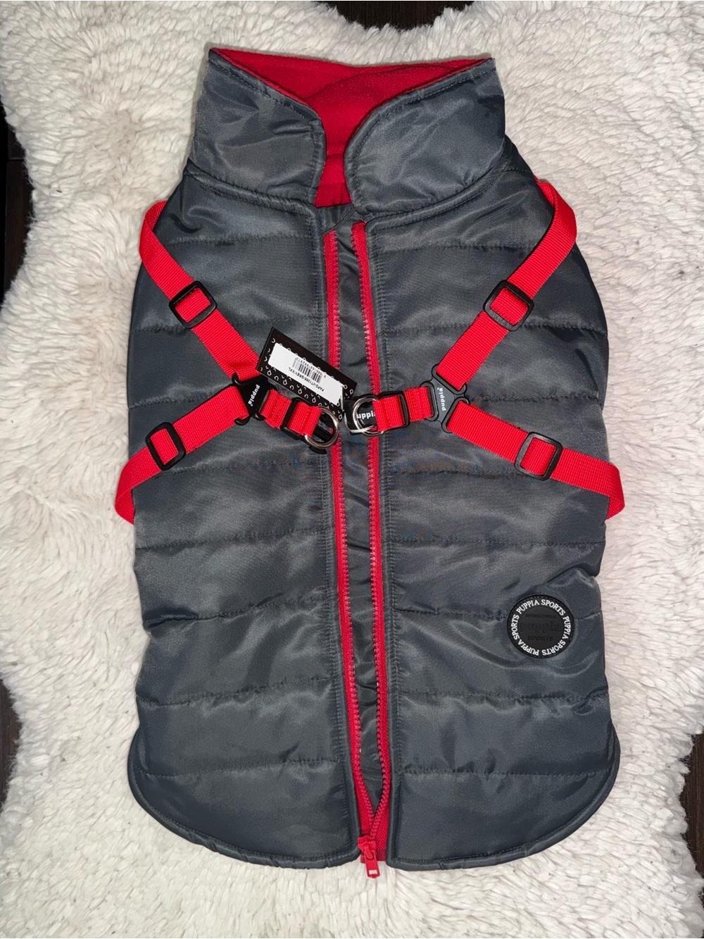 Puppia Mountaineer II Charcoal Grey Coat With Attached Harness Size XXL